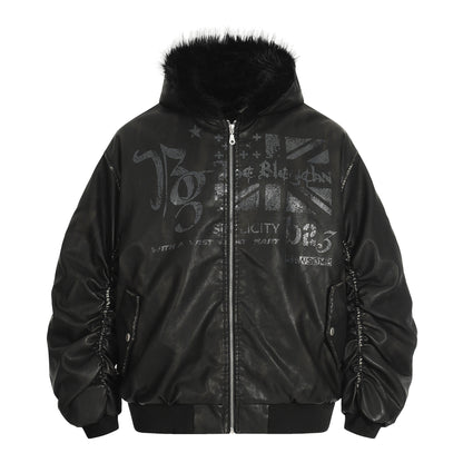 fur-trimmed jacket for women | MuddyStock Originals Black