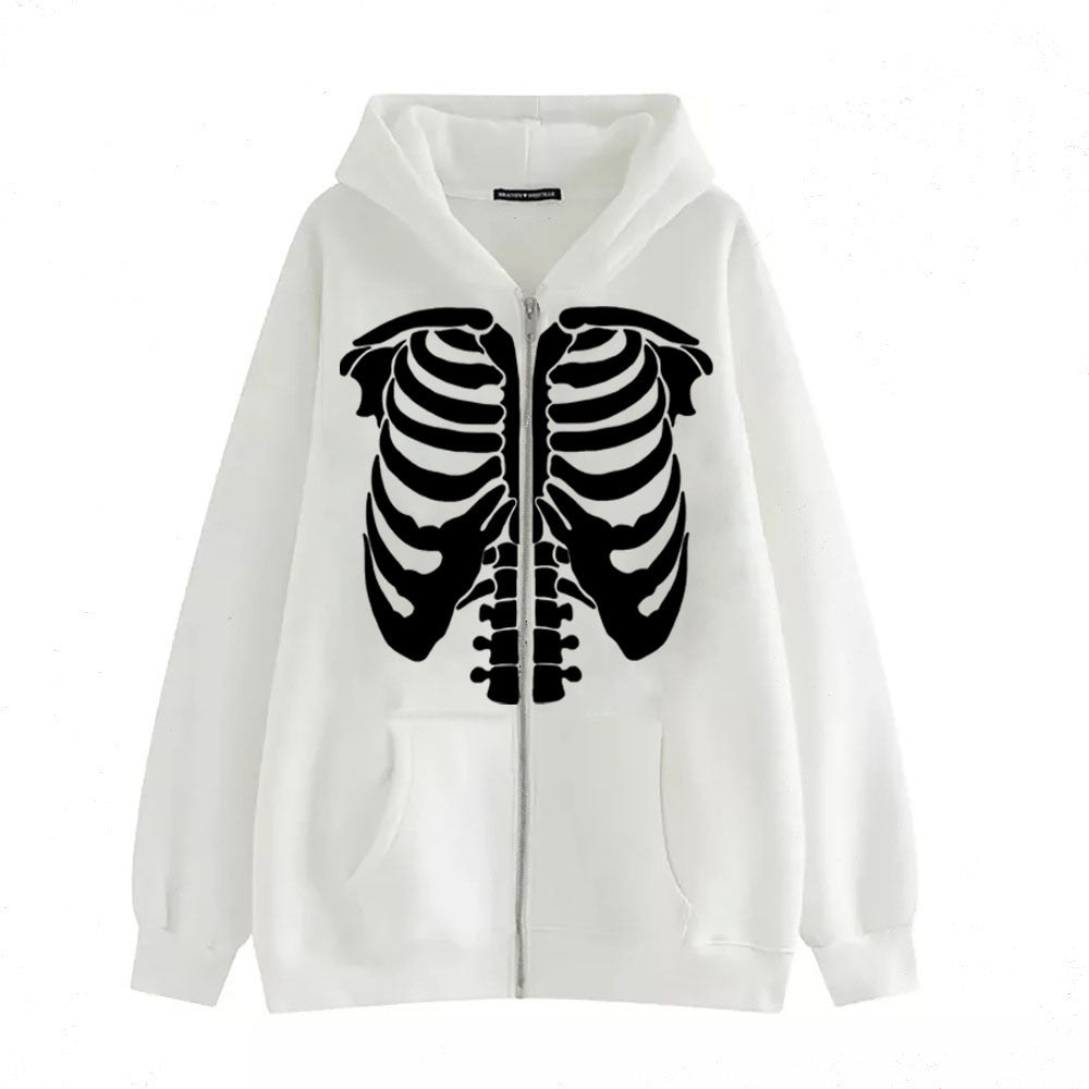 High Street Skeleton Hoodie For Women White Style 2 All Products