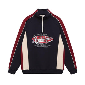 Half-Zip Embroidered Stand Collar Sweatshirt For Men And Women | MuddyStock Originals Black