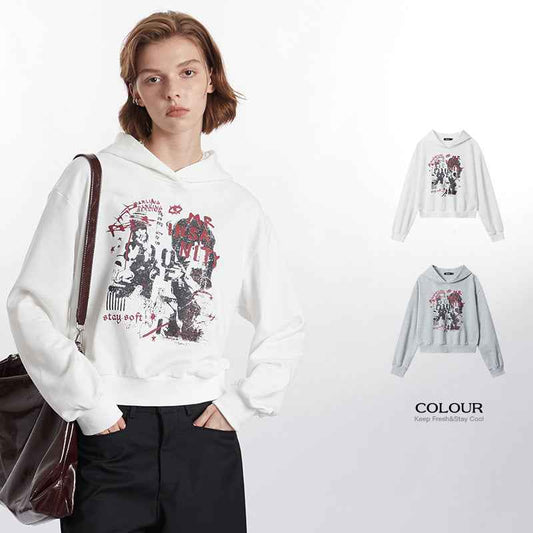 Letter Printed Hoodie For Women MuddyStock