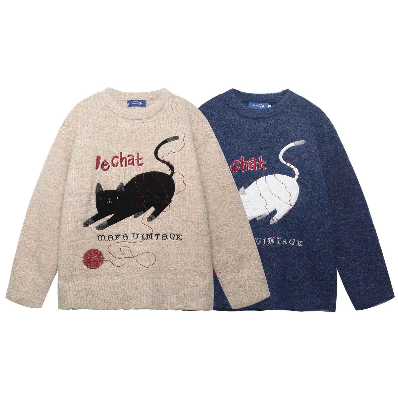 Retro Fun Cute Cat Jacquard Knit Sweater for Women | MuddyStock Originals MuddyStock