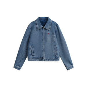Loose Turn-down Collar Short Jacket For Women | MuddyStock Originals Blue