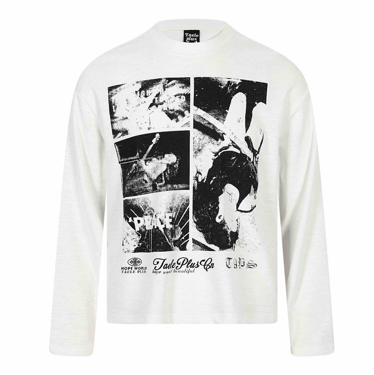 Rock Print Design Long Sleeve Distressed Washed Look Loose Fit T-Shirt For Men | MuddyStock Originals