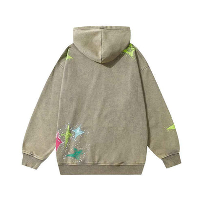 Star Letters Printed Long-sleeved Hoodie For Men And Women null