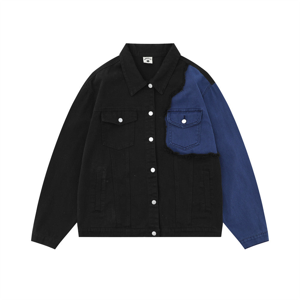 Punk Trendy Color Matching Irregular Jacket For Women Black MuddyStock null