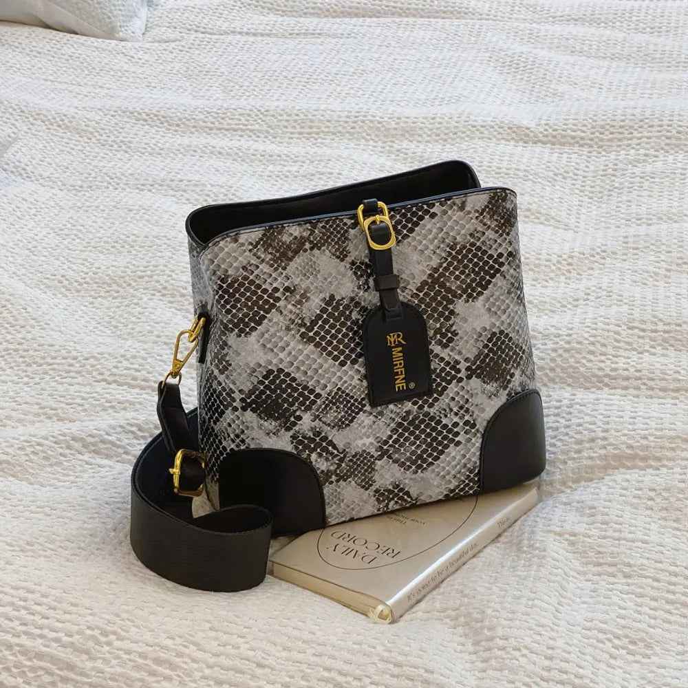 PU Leather Snakeskin Print Crossbody Bag For Women
