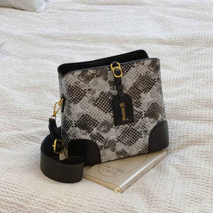 PU Leather Snakeskin Print Crossbody Bag For Women