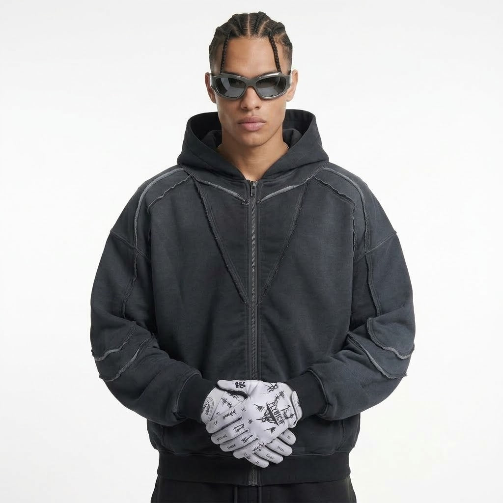 Deconstructed with rough edges in hoodie for men | MuddyStock Originals