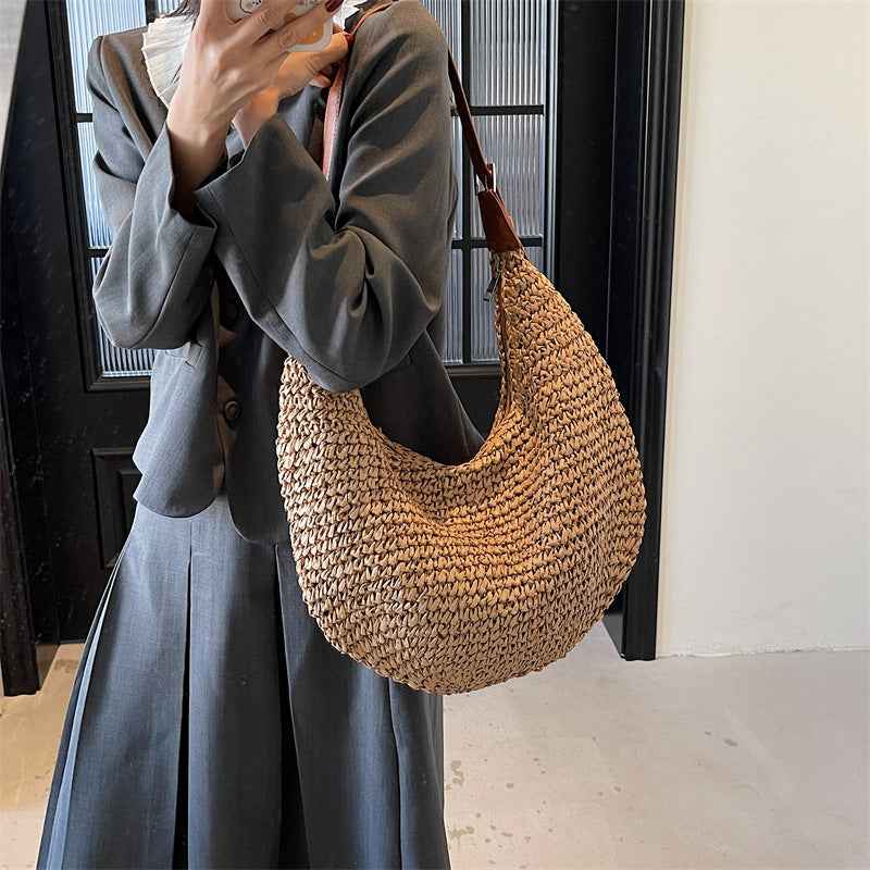 Women's Casual Large Capacity Straw Shoulder bag