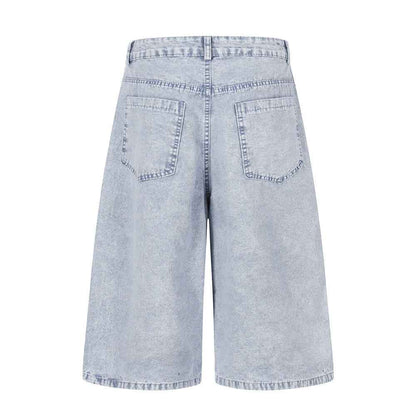 Character printed denim cropped pants