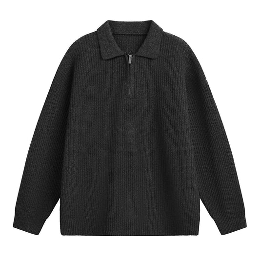Half zip lapel sweater for men | MuddyStock Originals Starry Black MuddyStock
