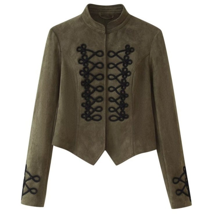 Womens Suede Stand-Neck Jacket Coat All Products