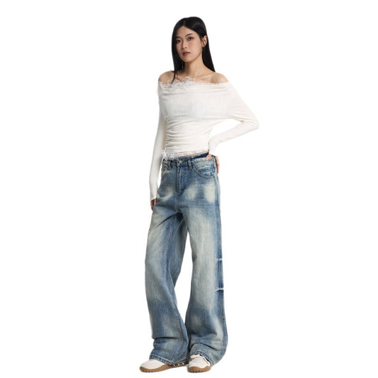 Washed Flared Denim Wide Leg Pants For Women | MuddyStock Originals