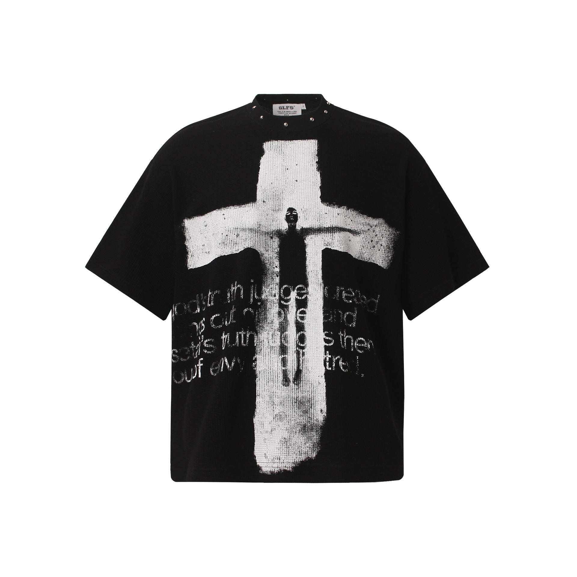 Wear and tear cross shaped short sleeves Black
