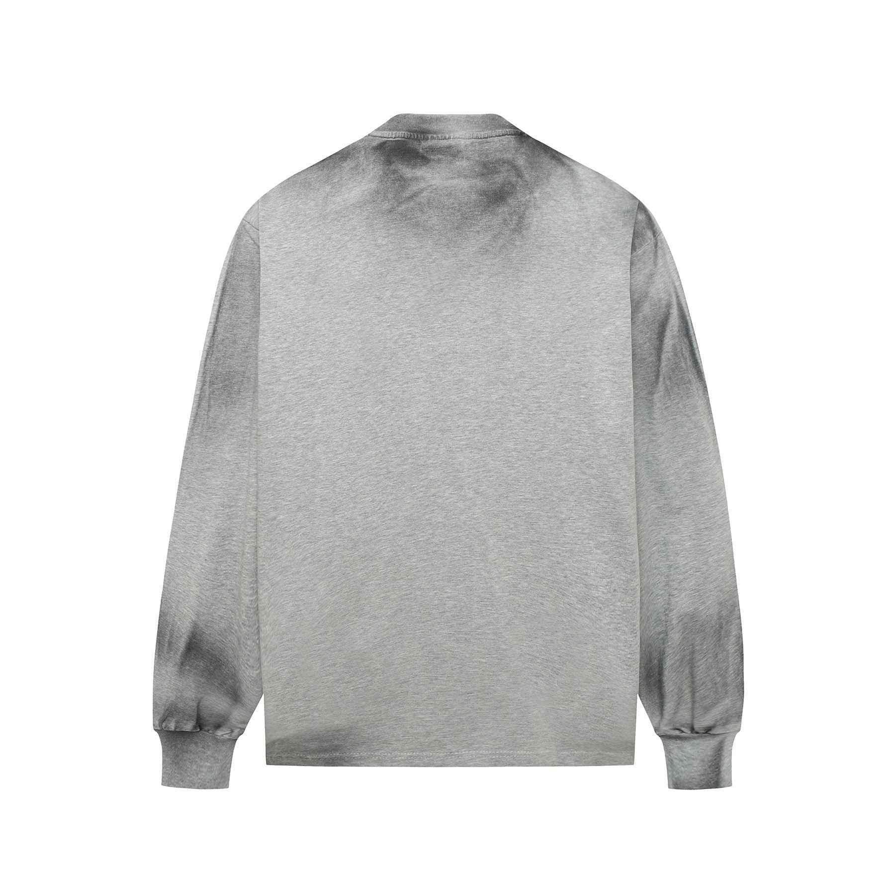 Retro Washed Distressed Fuzzy Letter Crew Neck Sweatshirt For Men null