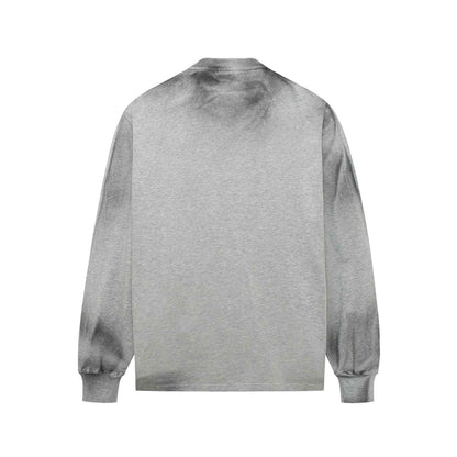 Retro Washed Distressed Fuzzy Letter Crew Neck Sweatshirt For Men null