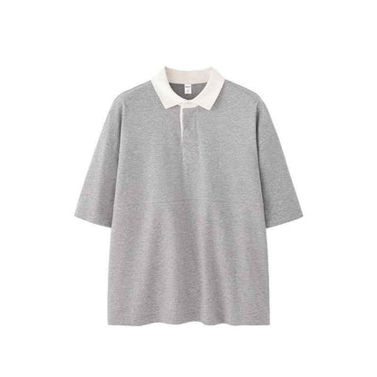 Lapel Men's Outdoor Contrast Color Polo T-shirt Flower Gray null