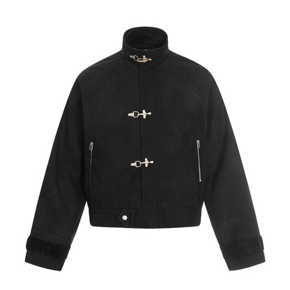 Retro Airplane-buckle Stand-up Collar Short Casual Jacket For Men