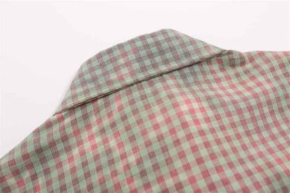 Plaid Tie-dyed Long-sleeved Shirt For Men null