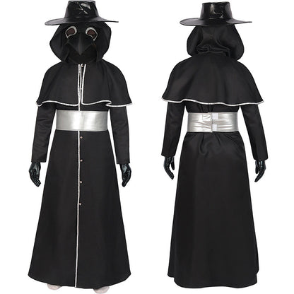 Medieval Steampunk Crow Dark Style Costume with Long Beak Mask For Halloween