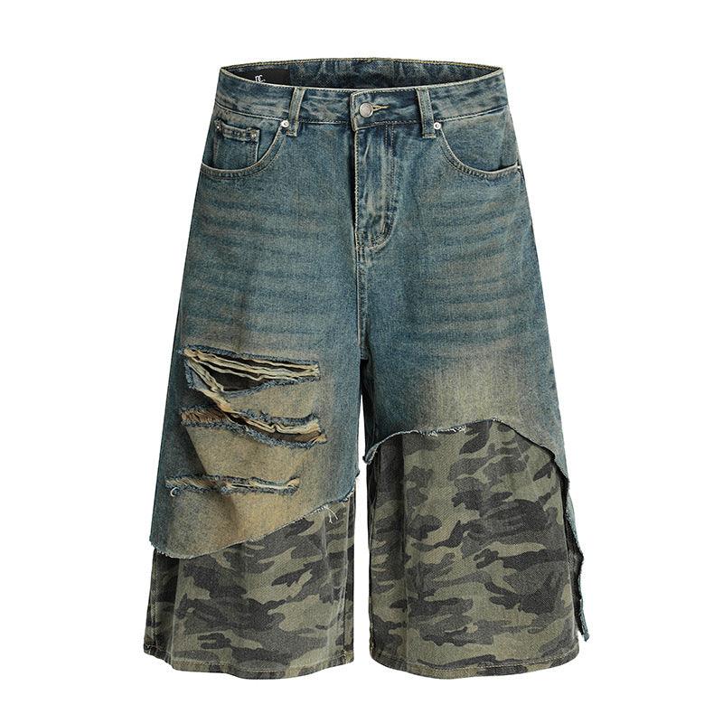 Camouflage patchwork Cropped Pants | MuddyStock Originals Blue