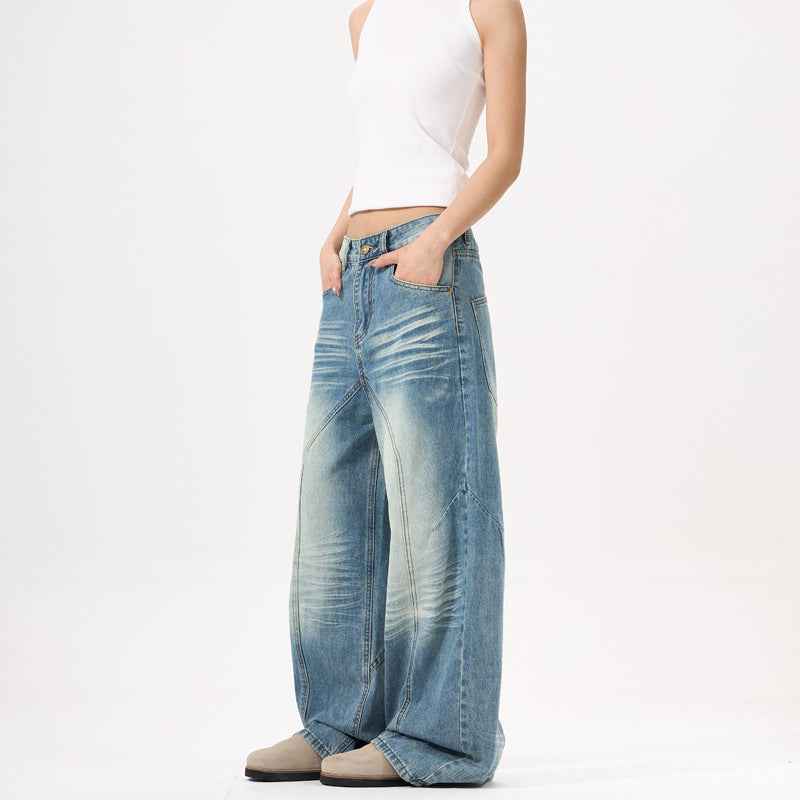 Wide-leg Deconstruct Stitching Jeans For Men And Women MuddyStock