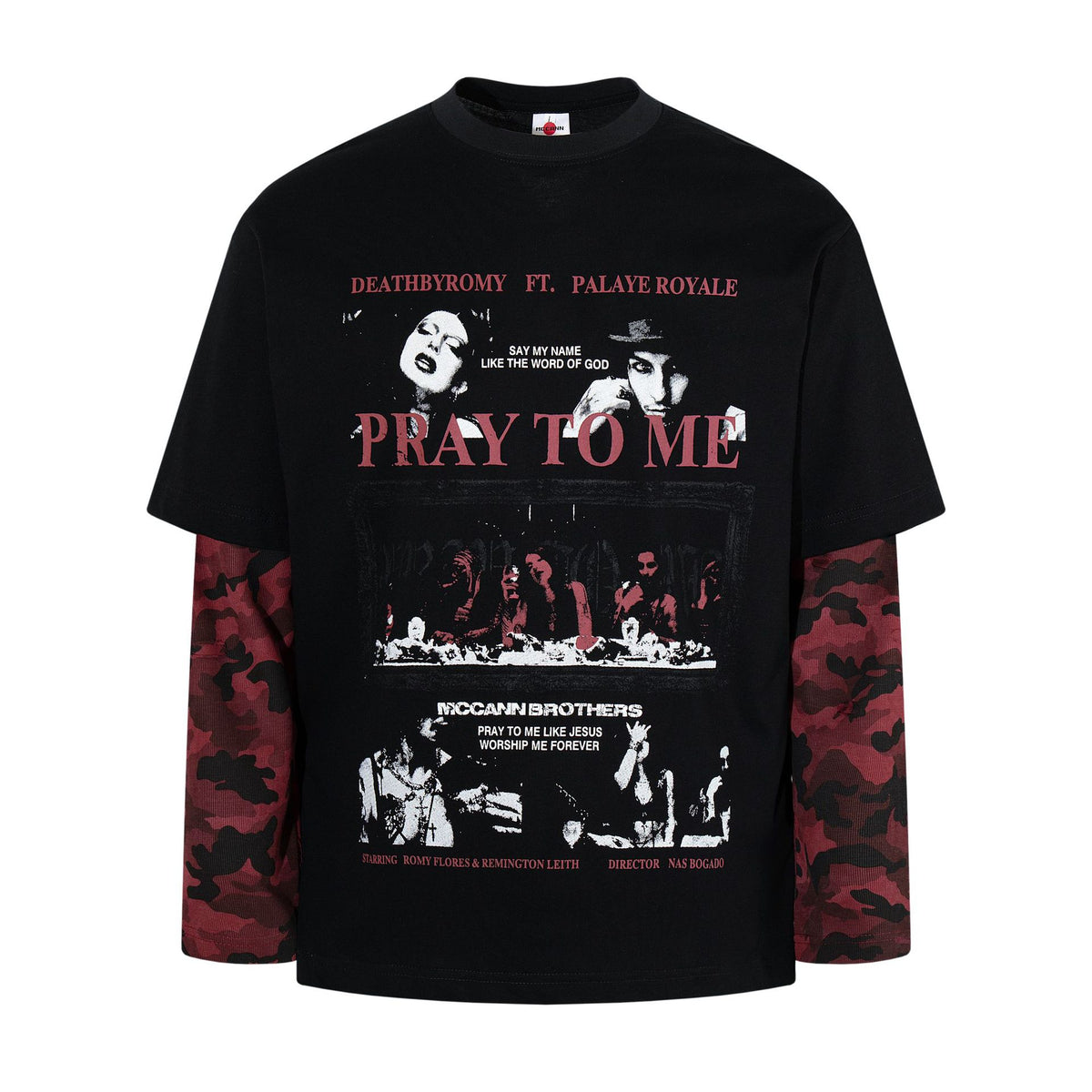 Camouflage fake two long sleeved T-shirt for men | MuddyStock Originals Black
