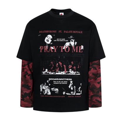 Camouflage fake two long sleeved T-shirt for men | MuddyStock Originals Black