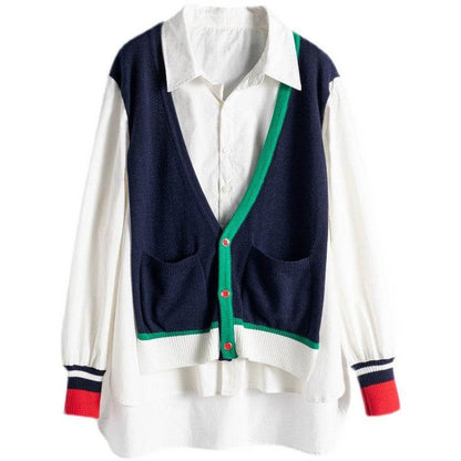 Casual Fake Two Piece Design Women's Shirt | MuddyStock Originals White MuddyStock