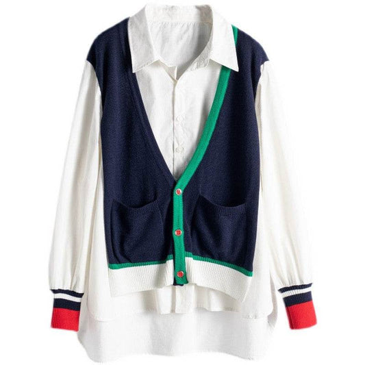Casual Fake Two Piece Design Women's Shirt | MuddyStock Originals White MuddyStock