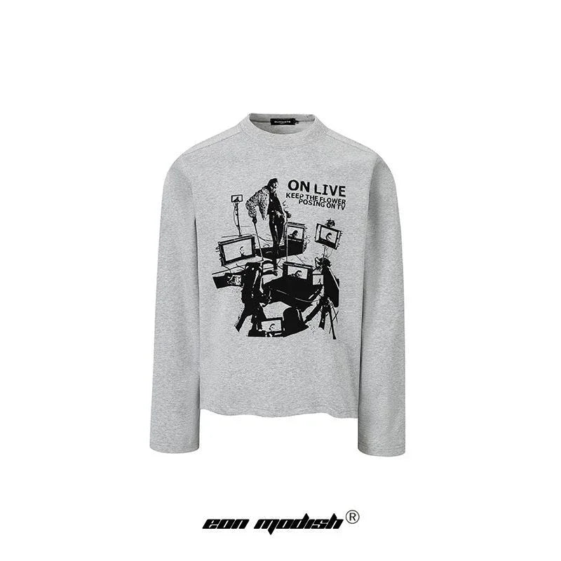 Street Style Unique Pattern Casual Loose Long Sleeve T-Shirt For Men And Women | MuddyStock Originals eprolo