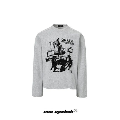 Street Style Unique Pattern Casual Loose Long Sleeve T-Shirt For Men And Women | MuddyStock Originals eprolo