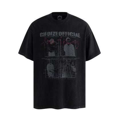 Character printed vintage short sleeved t-shirt