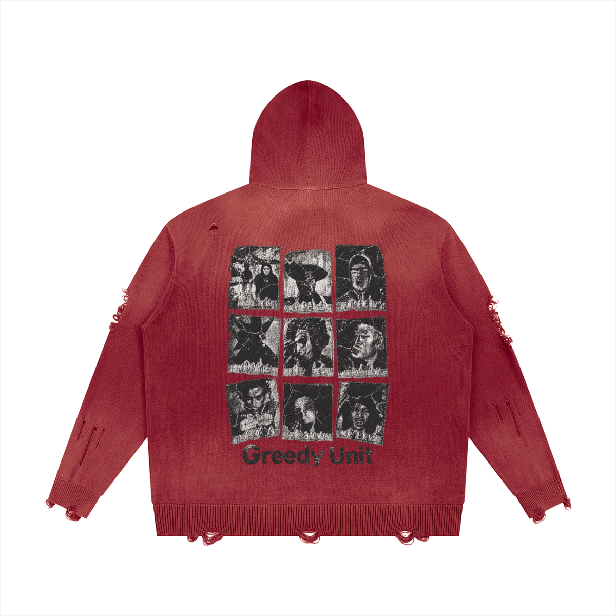 Distressed Full Zip Hoodie For Men | MuddyStock Originals Red