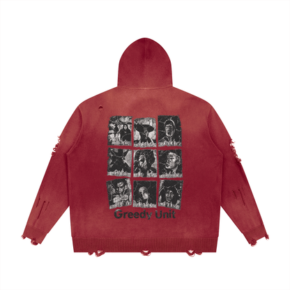 Distressed Full Zip Hoodie For Men | MuddyStock Originals Red