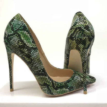 Python Pattern Embossed Women's High Heels