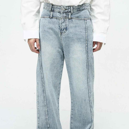 Men's American-style Retro Casual Worn Looking Washed-out Jeans MuddyStock