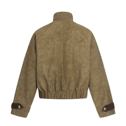 Retro Airplane-buckle Stand-up Collar Short Casual Jacket For Men