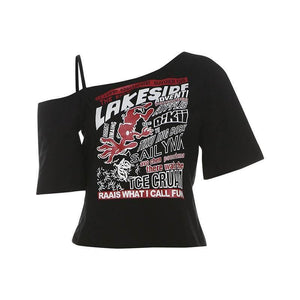 Women's Shoulder-Baring Hollow-Out Short-Sleeve Top | MuddyStock Originals Black