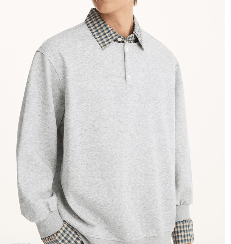 Retro Style American Fake Two Piece Sweater Gray null