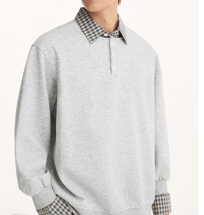 Retro Style American Fake Two Piece Sweater Gray null