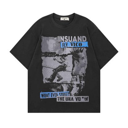 Portrait Letter Print Short Sleeve T-Shirt For Men | MuddyStock Originals MuddyStock