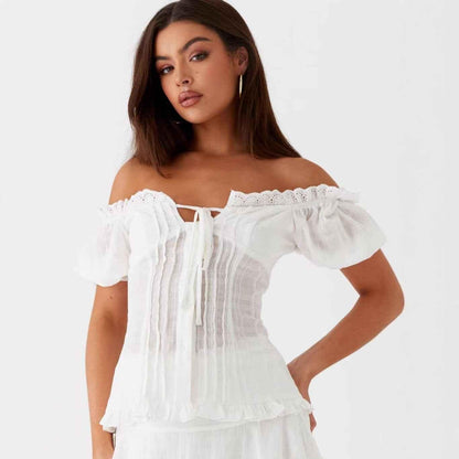 Women's Fashion Woven Ruched Wrap Top All Products
