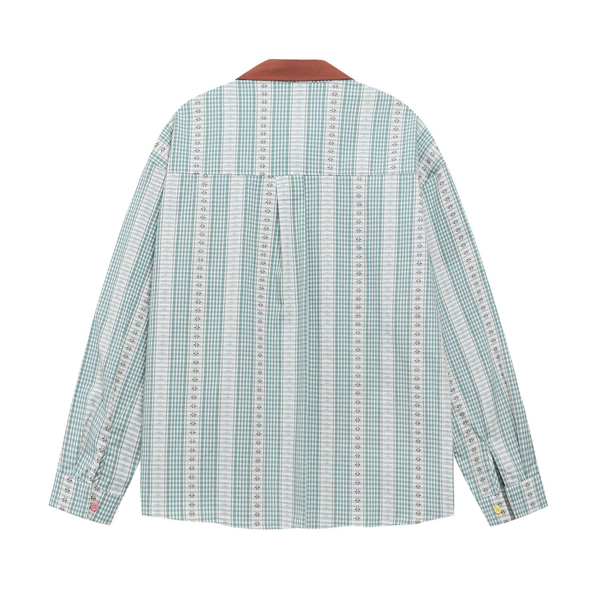 Color-Blocking Checkered Long Sleeve Shirt Men Loose