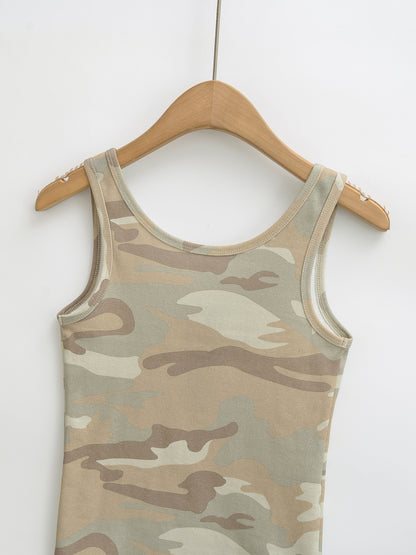 Camouflage slim fit button sleeveless vest for women | MuddyStock Originals eprolo