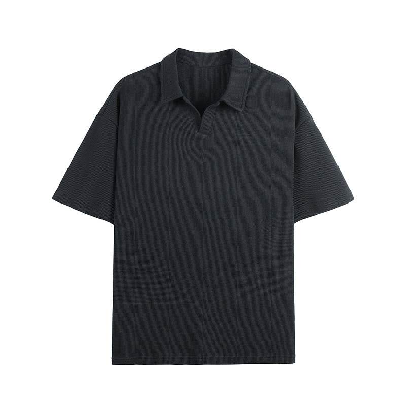Fashion Simple Polo Shirt Loose Comfortable Men's T-shirt Black MuddyStock