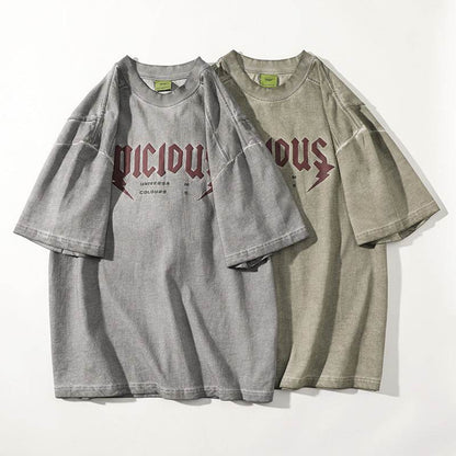 Fashion Washed Old Short-sleeved T-shirt For Men And Women MuddyStock