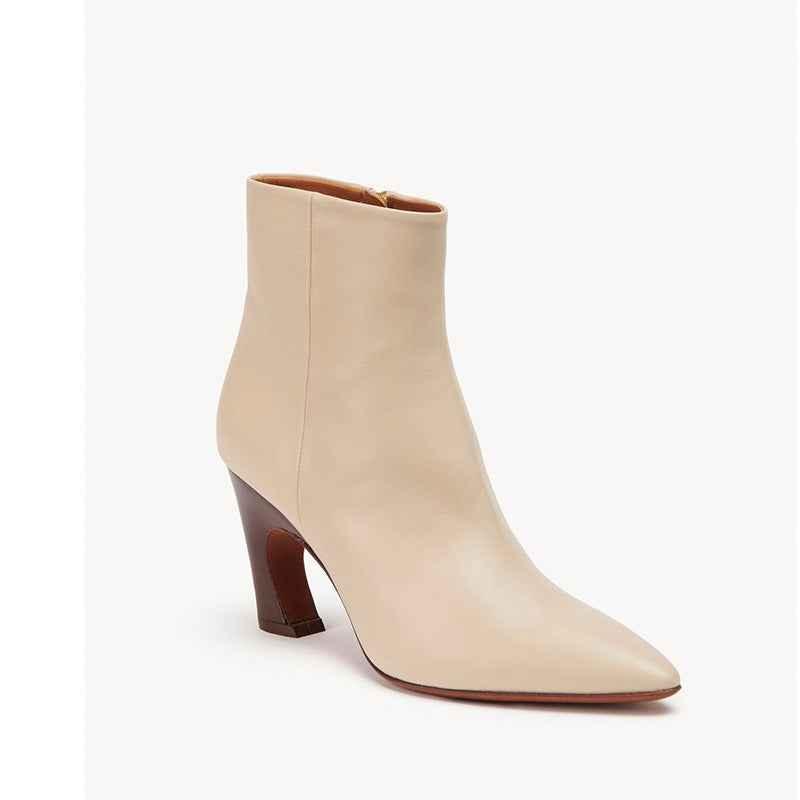 Pointed Toe High Heeled Ankle Boots For Women apricot