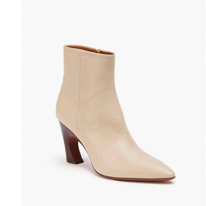 Pointed Toe High Heeled Ankle Boots For Women apricot