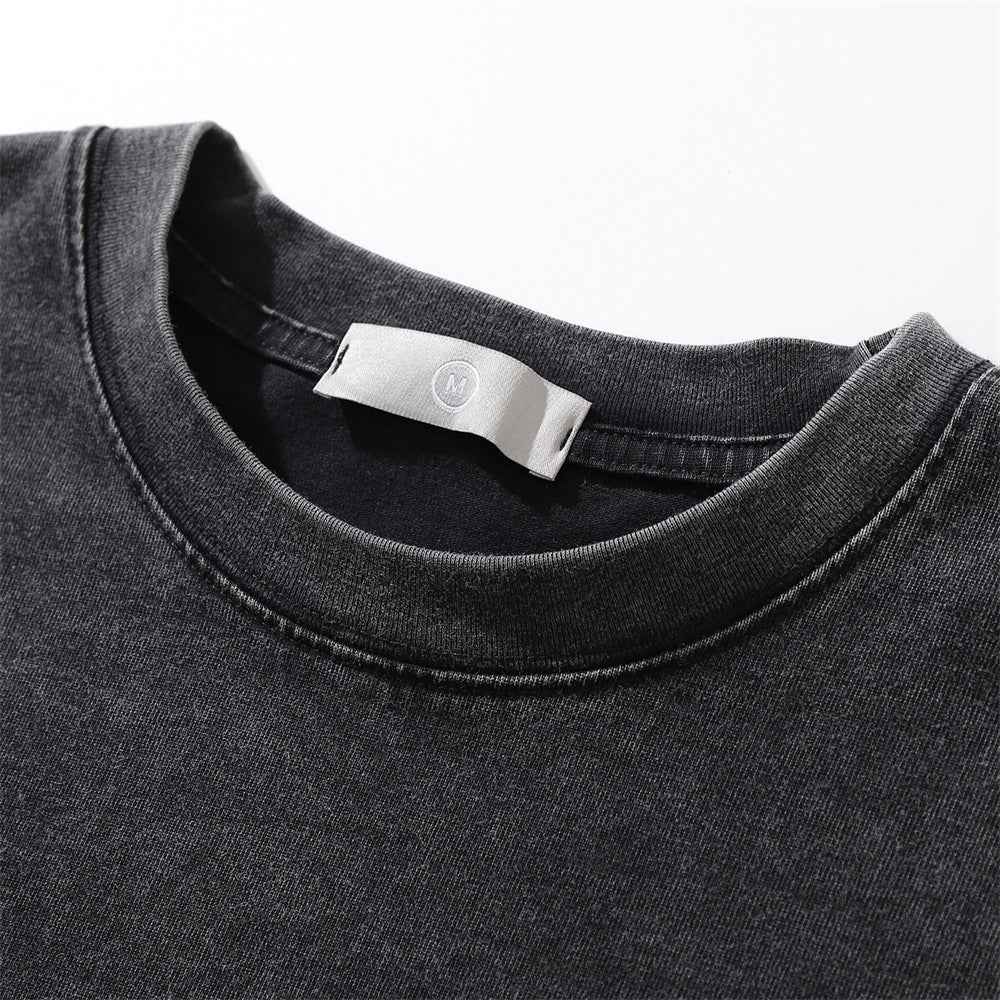 Letter Washed Old Long-sleeved T-shirt For Men null